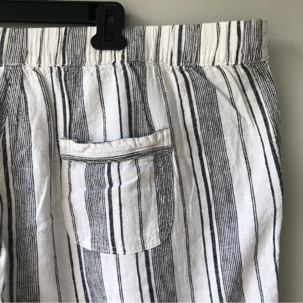 Per Se Womens Wide Leg Capri Pants Linen Blend Striped Drawstring Size 3X - Picture 7 of 9